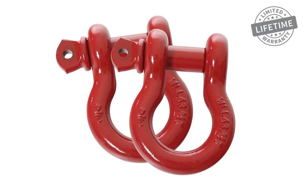 OVS Receiver Mount Recovery Shackle 3/4" 4.75 Ton With Dual Hole Black & Pin & Clip Recovery Shackle Overland Vehicle Systems Red  