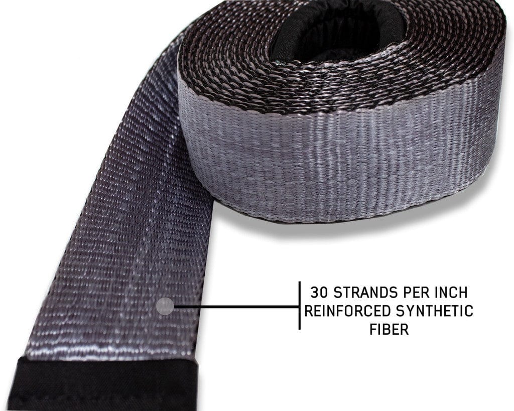 OVS Tow Strap 30,000 lb. 3" x 30' Gray With Black Ends & Storage Bag Recovery Tool Overland Vehicle Systems   