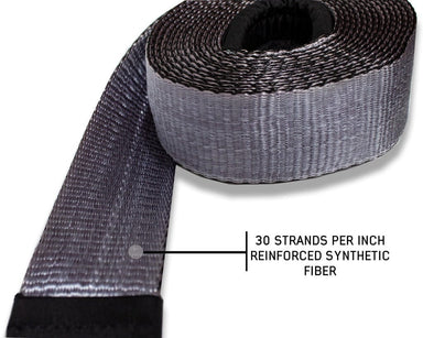 OVS Tow Strap 30,000 lb. 3" x 30' Gray With Black Ends & Storage Bag Recovery Tool Overland Vehicle Systems   