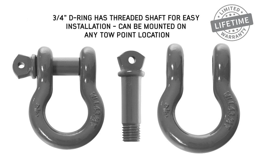 OVS Receiver Mount Recovery Shackle 3/4" 4.75 Ton With Dual Hole Black & Pin & Clip Recovery Shackle Overland Vehicle Systems Gray  