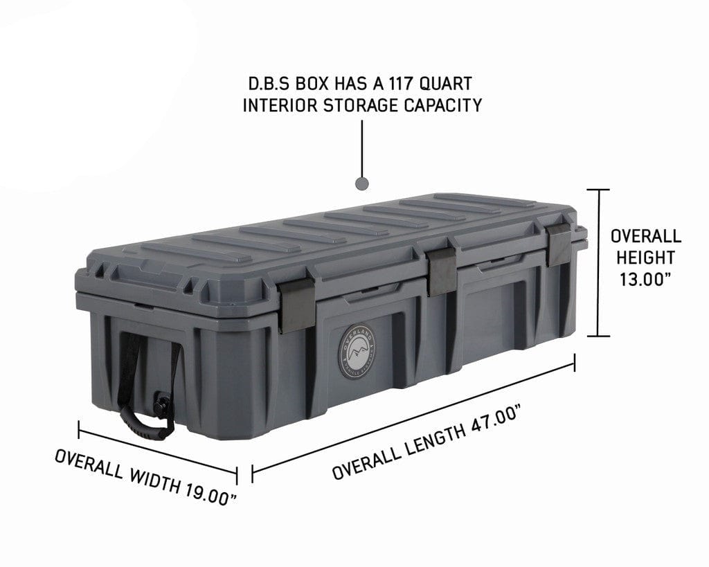 Dry Box with Wheels, Drain, and Bottle Opener Dry Box Overland Vehicle Systems D.B.S. - Dark Grey 117 QT Dry Box with Wheels  