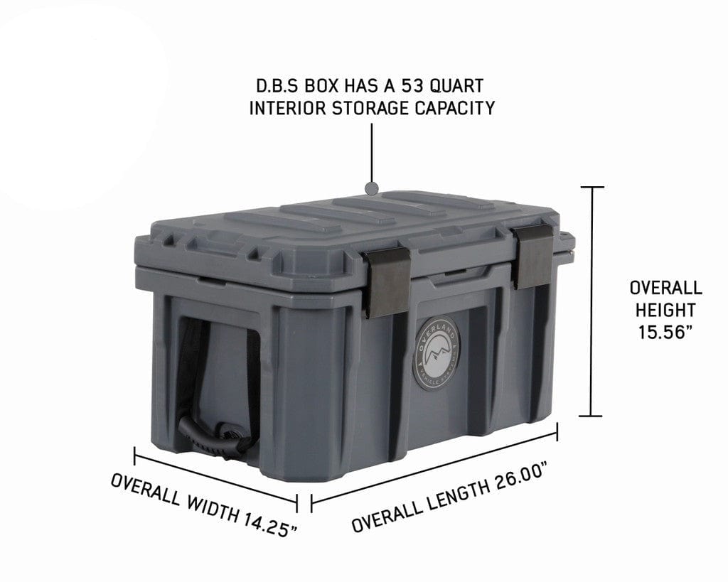 Dry Box with Wheels, Drain, and Bottle Opener Dry Box Overland Vehicle Systems D.B.S. - Dark Grey 53 QT Dry Box with Wheels  