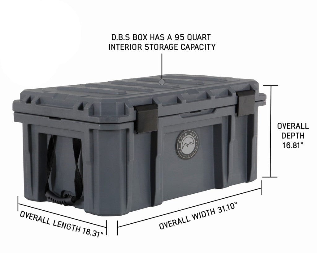 Dry Box with Wheels, Drain, and Bottle Opener Dry Box Overland Vehicle Systems D.B.S. - Dark Grey 95 QT Dry Box with Wheels  