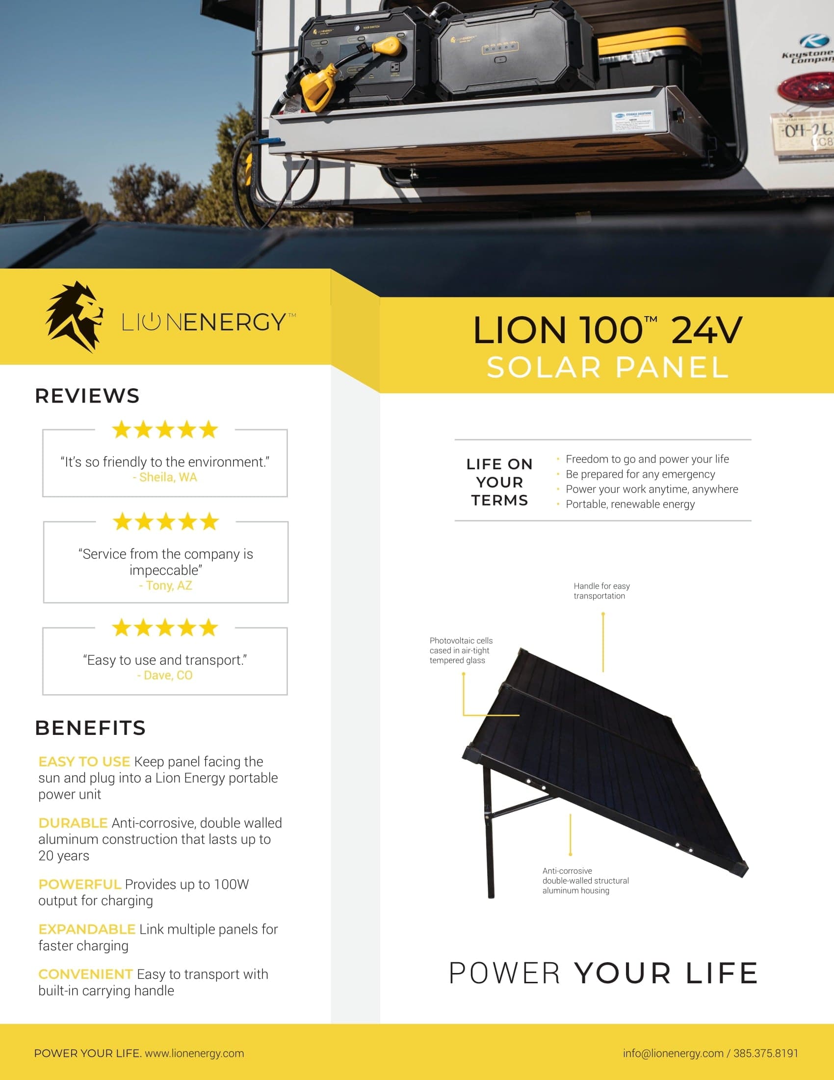 Folding Solar Panel 100W - 24V Solar Lion Energy   