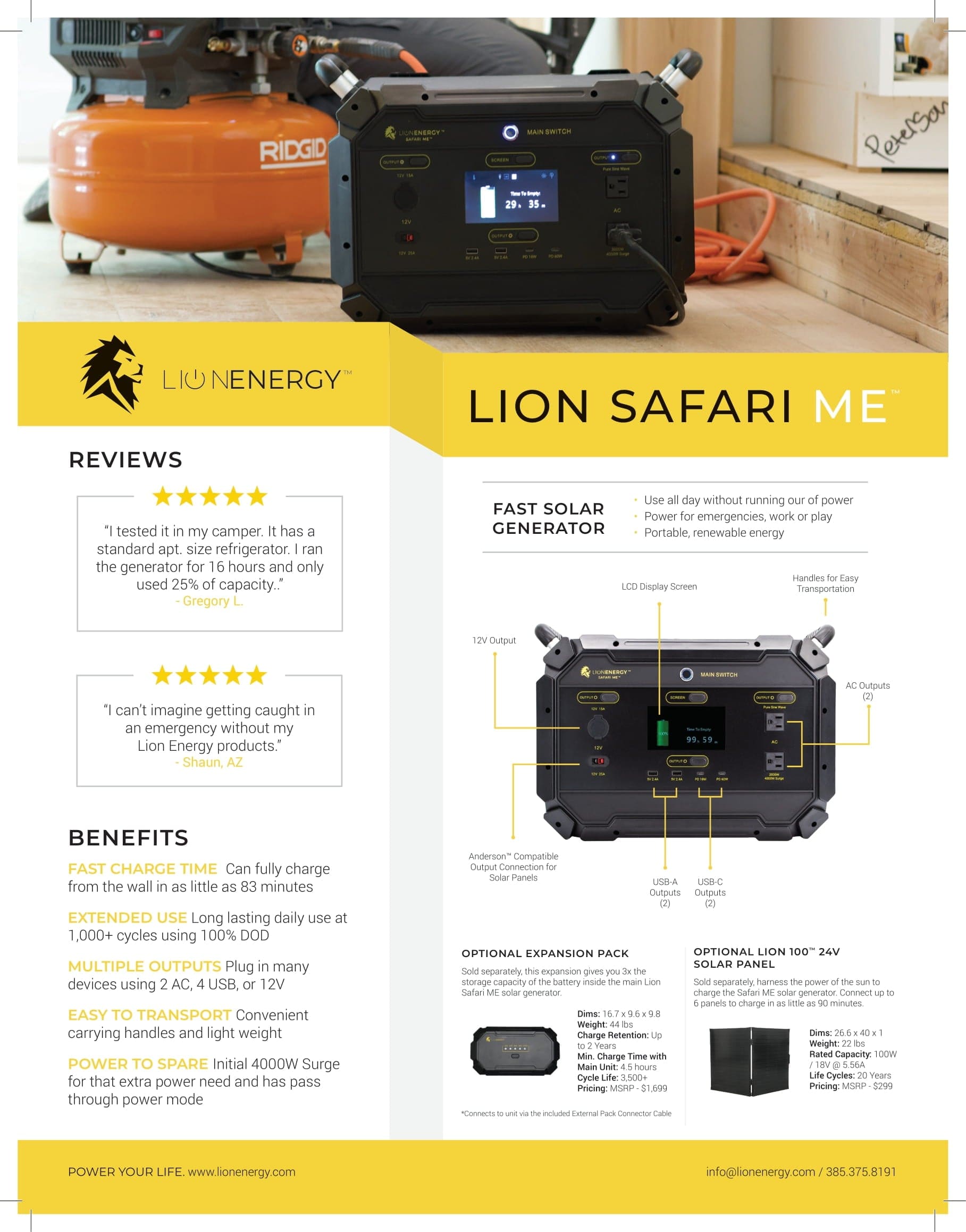 Safari ME Portable Generator Portable Power Lion Energy   